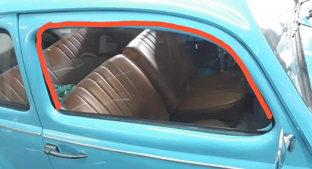 VIDRO KIT Canaleta e pestana para vidro inteiriço - FUSCA SEM QUEBRA VENTO - Imagem 1