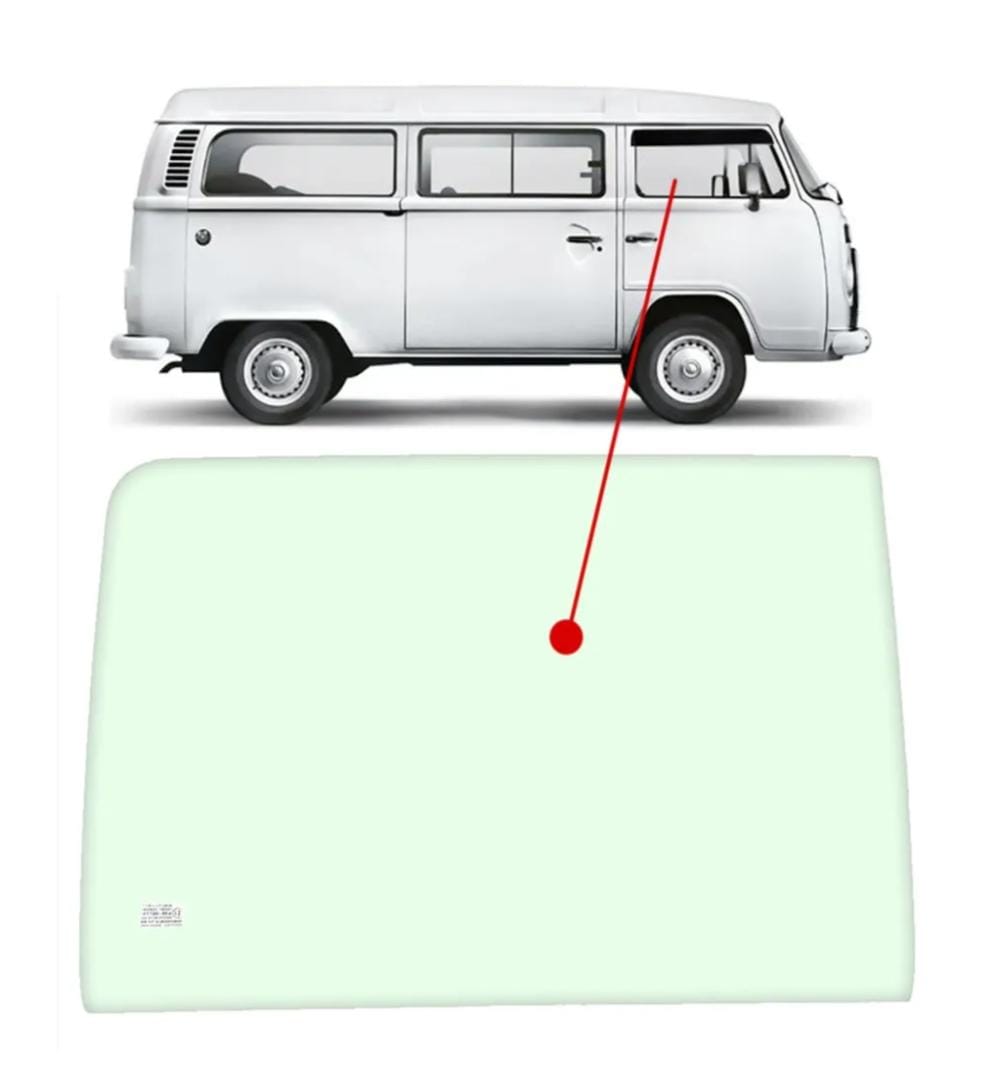 KOMBI Vidro dianteiro da porta Kombi lado direito 1976/2014 - VIDRO INCOLOR - Imagem 1