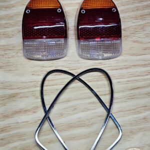 Lentes lanterna traseira tricolor com aro fusca acrílico 1300L ou 1500 TRICOLOR