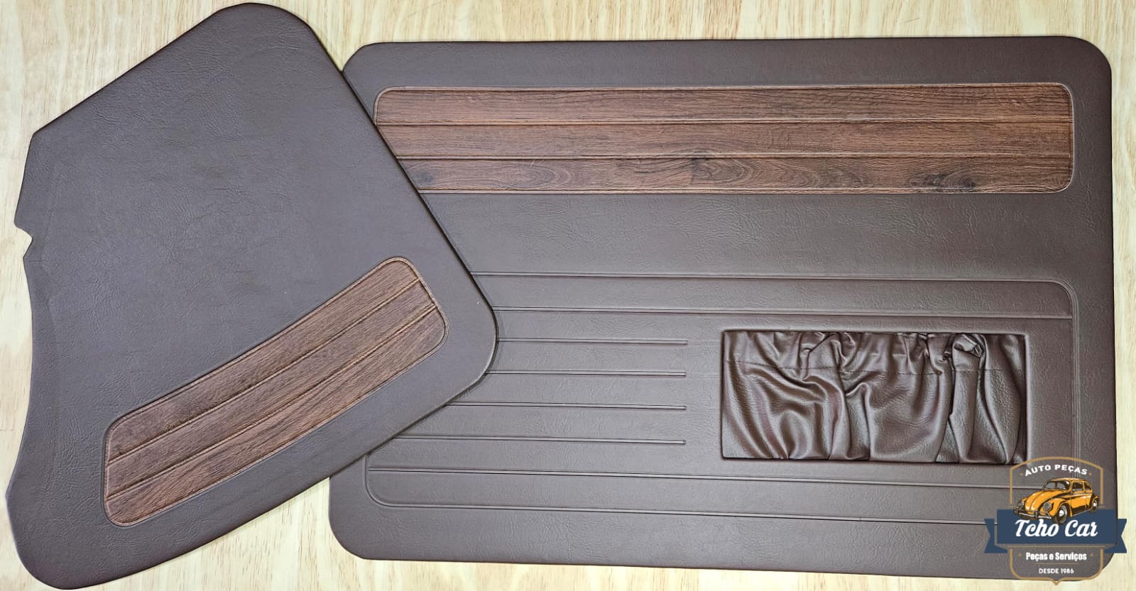 4 Jogo de revestimento corvim grosso de portas do fusca até 1977 Marrom jacarandá - Imagem 1
